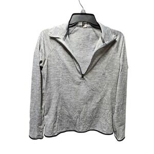 Athletic Pullover Long Sleeve Top Gray Heathered Activewear‎
